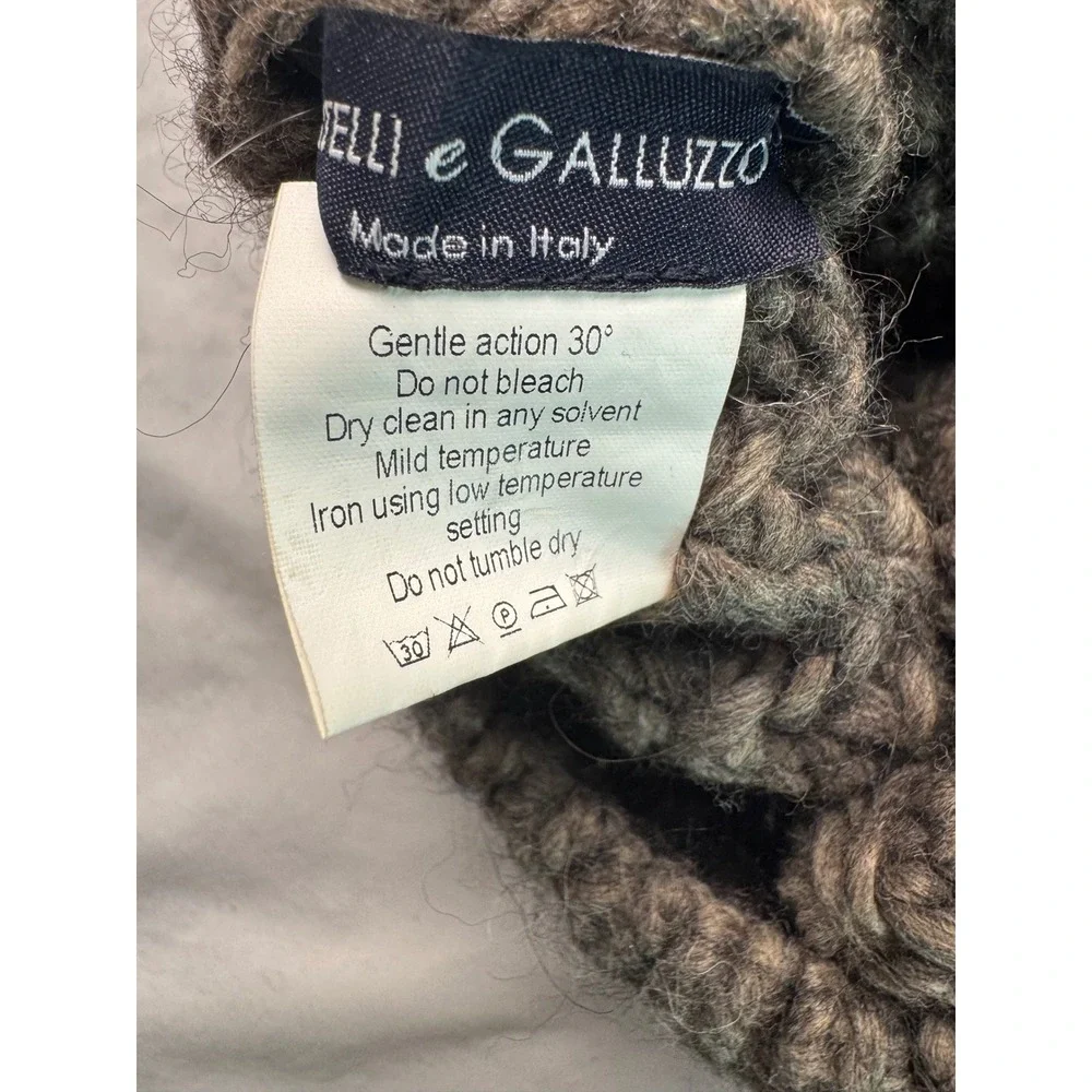 Cintelli e Galluzzo Brown Chunky Knit Beanie Alpaca Wool Blend Made in Italy Hat